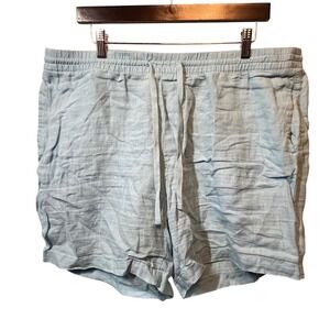 Caribbean Joe Mens‎ XL Blue Linen Drawstring Waist Shorts Casual